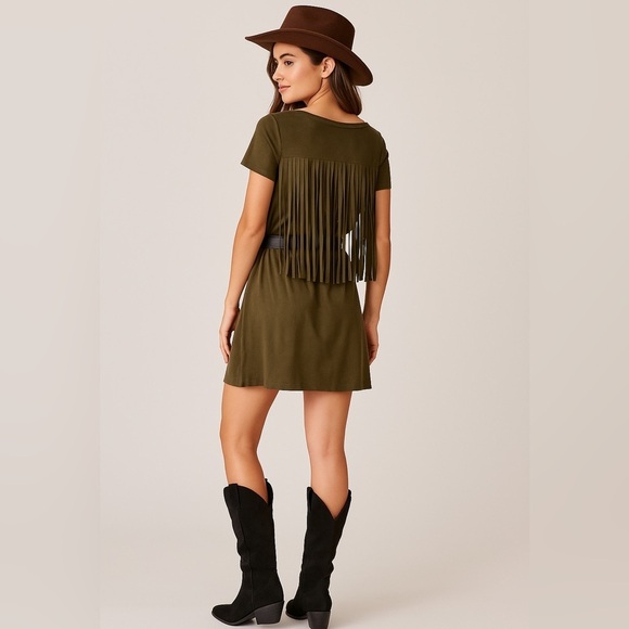 Final Touch Dresses & Skirts - Final Touch Fringe Back shirt Dress Western Boho Cowgirl Rodeo M